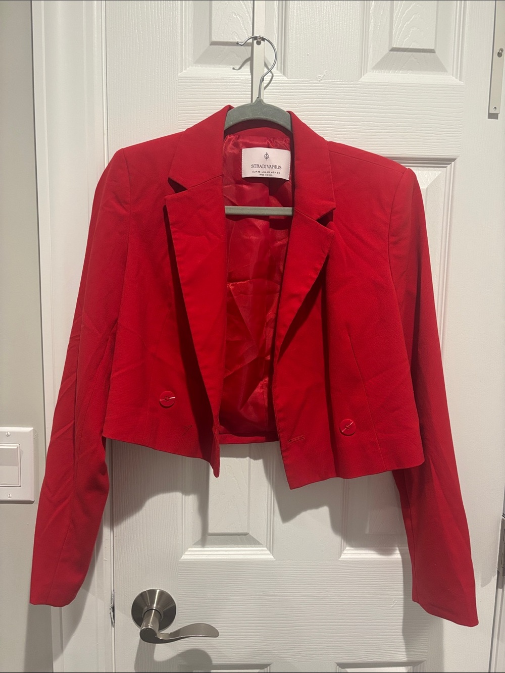 Stradivarius Vibrant Red Cropped Blazer